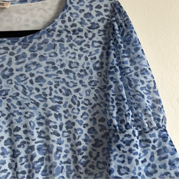 Baum Und Pferdgarten Sz XL Jocelyn Blue Mesh Leopard Print Midi Dress - Picture 9 of 13